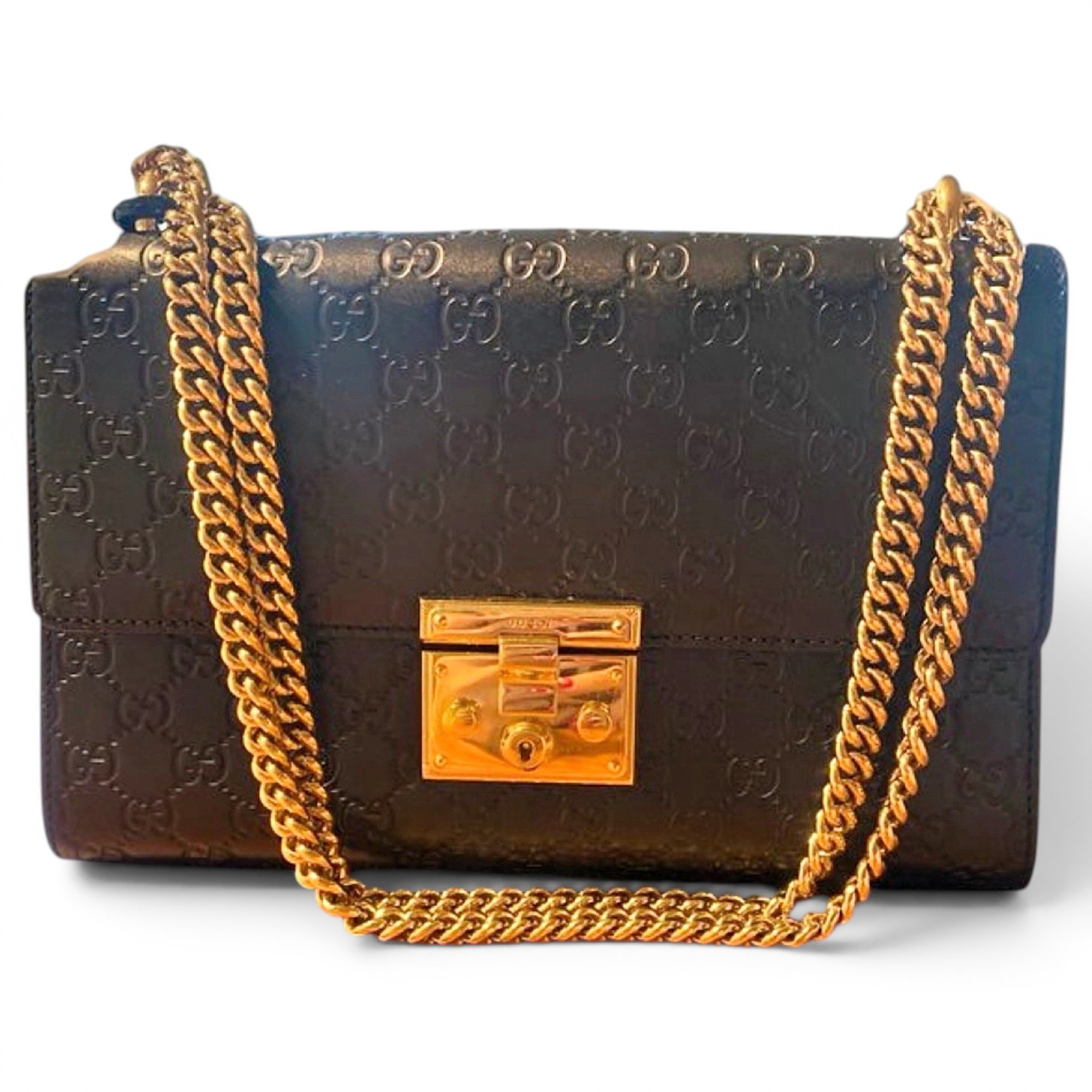 Padlock leather handbag