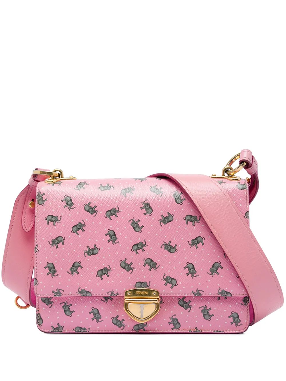 2010-2026 Saffiano Elephant Print Push Lock crossbody bag