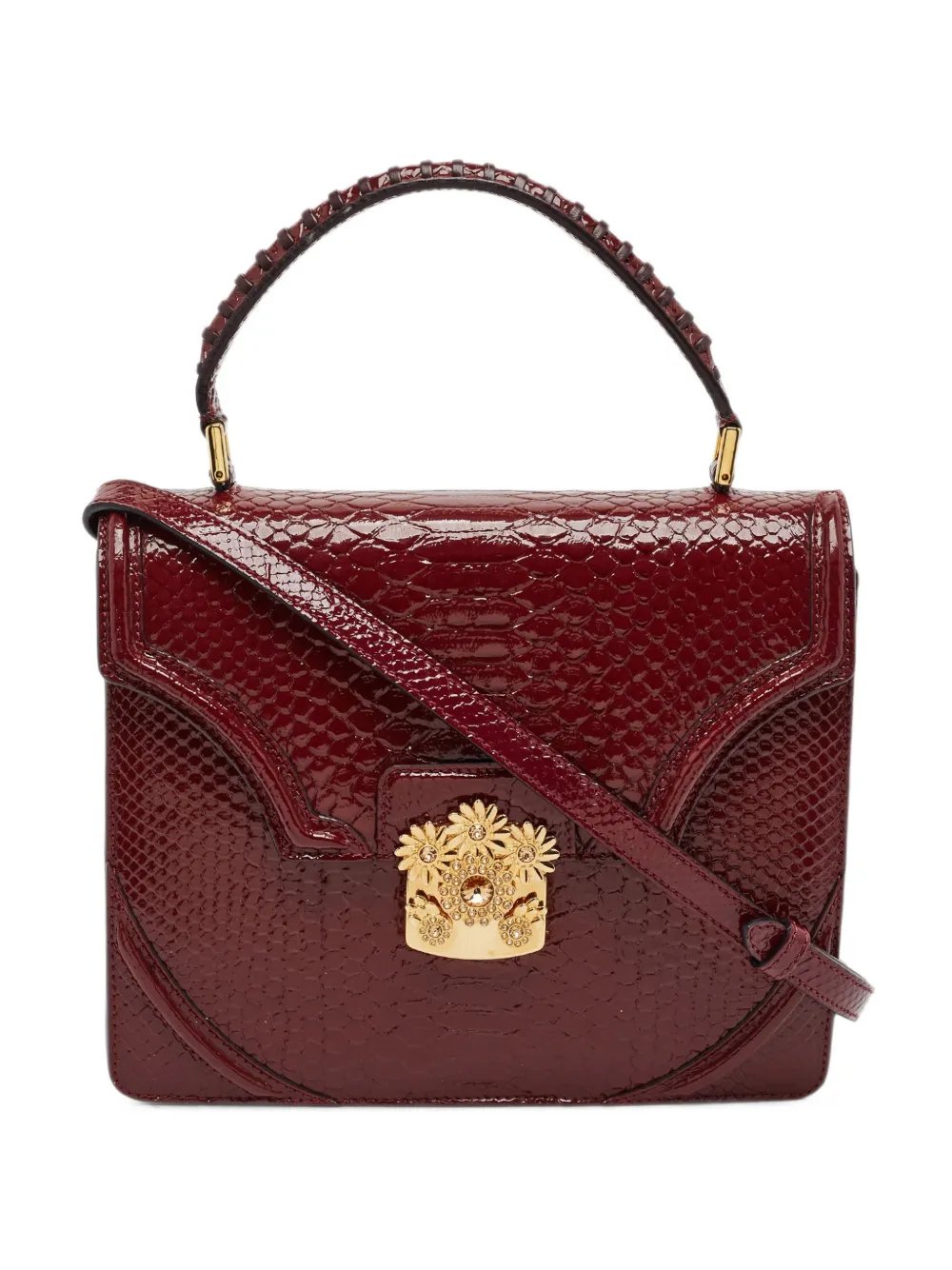 Alexander McQueen python-embossed crystal-embellished tote bag