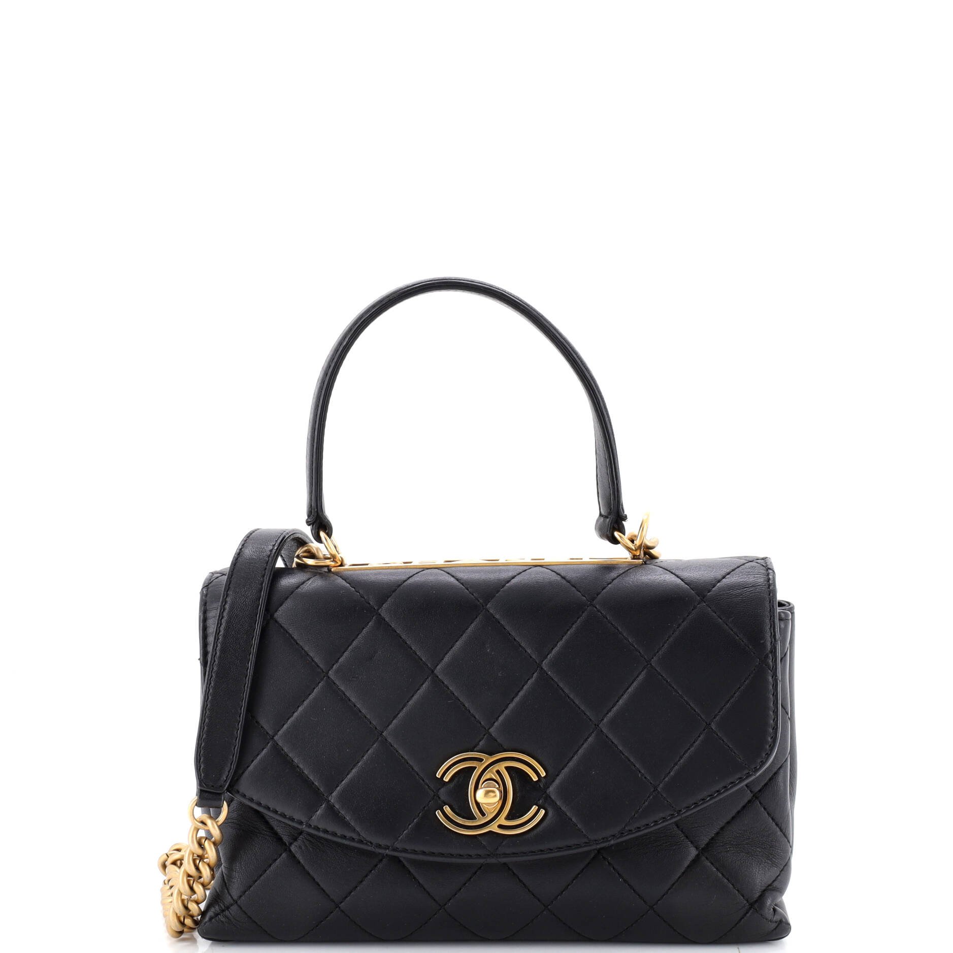 Trendy Spirit Top Handle Bag Quilted Lambskin Medium
