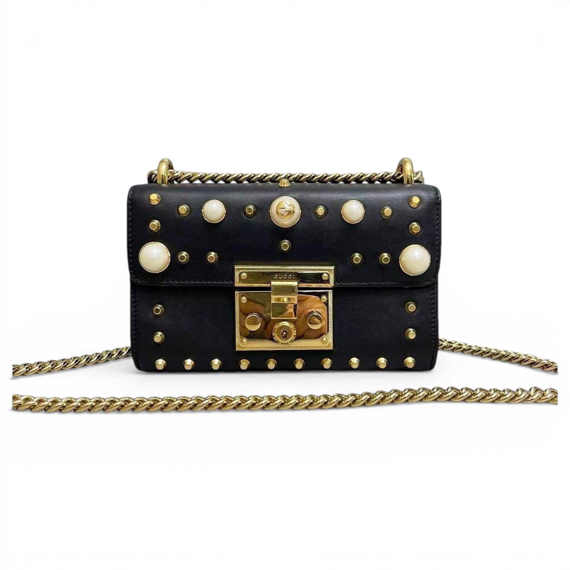 Padlock leather handbag