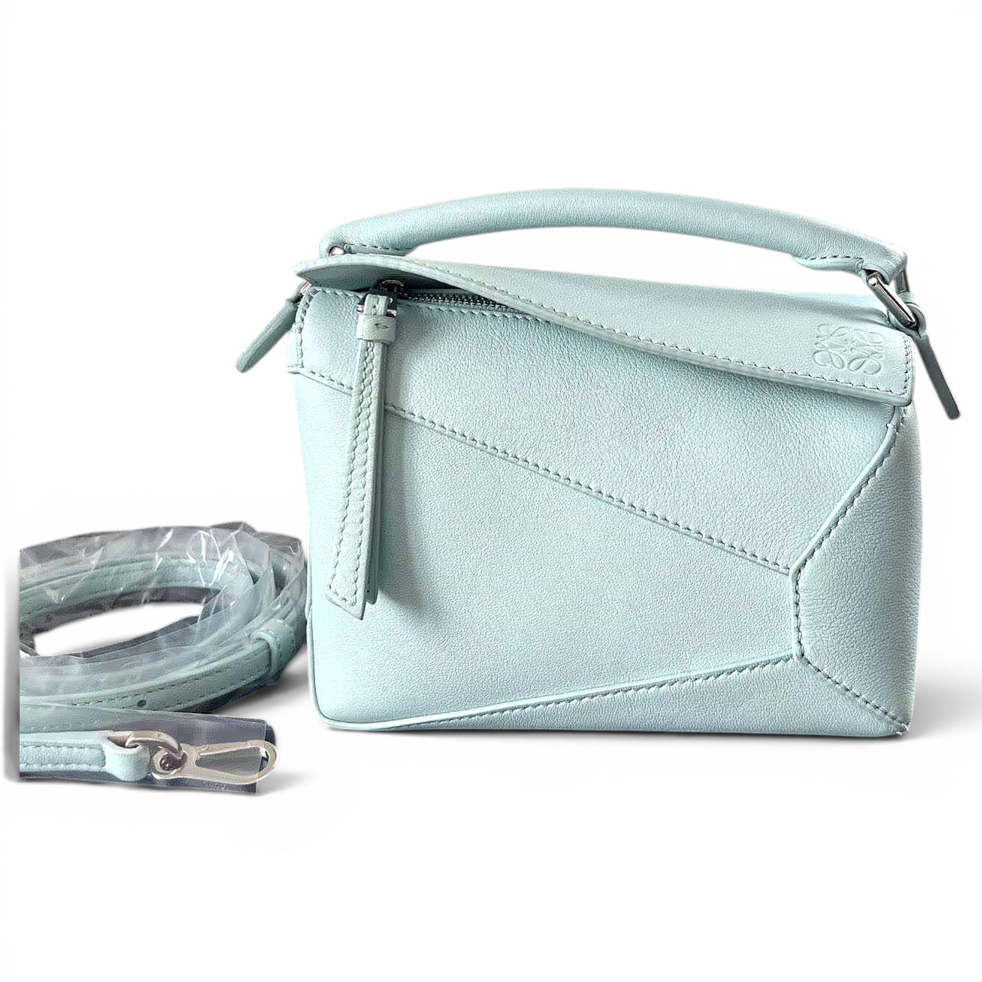 Puzzle leather handbag