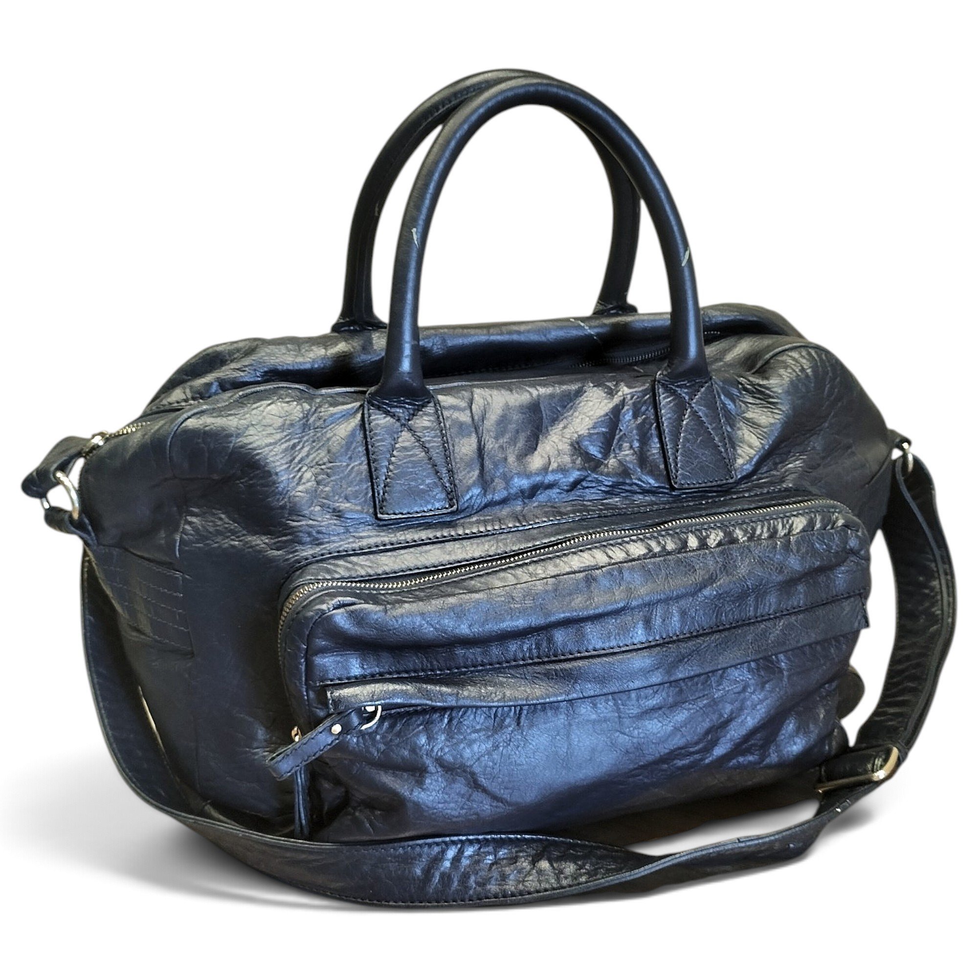 Weekender leather bowling bag