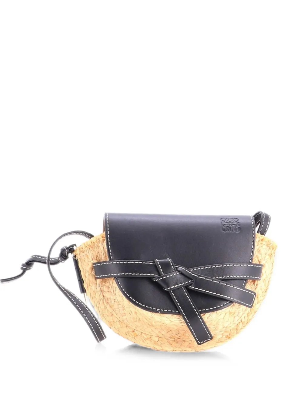 Gate Leather Shoulder Leather with Raffia Mini crossbody bag