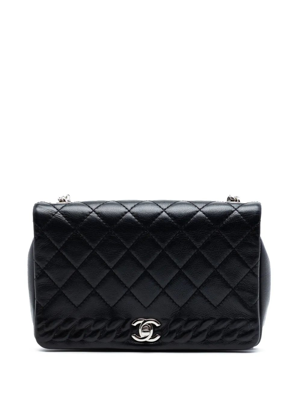 2018 Small CC Quilted Lambskin Embossed Braid Single Flap crossbody bag