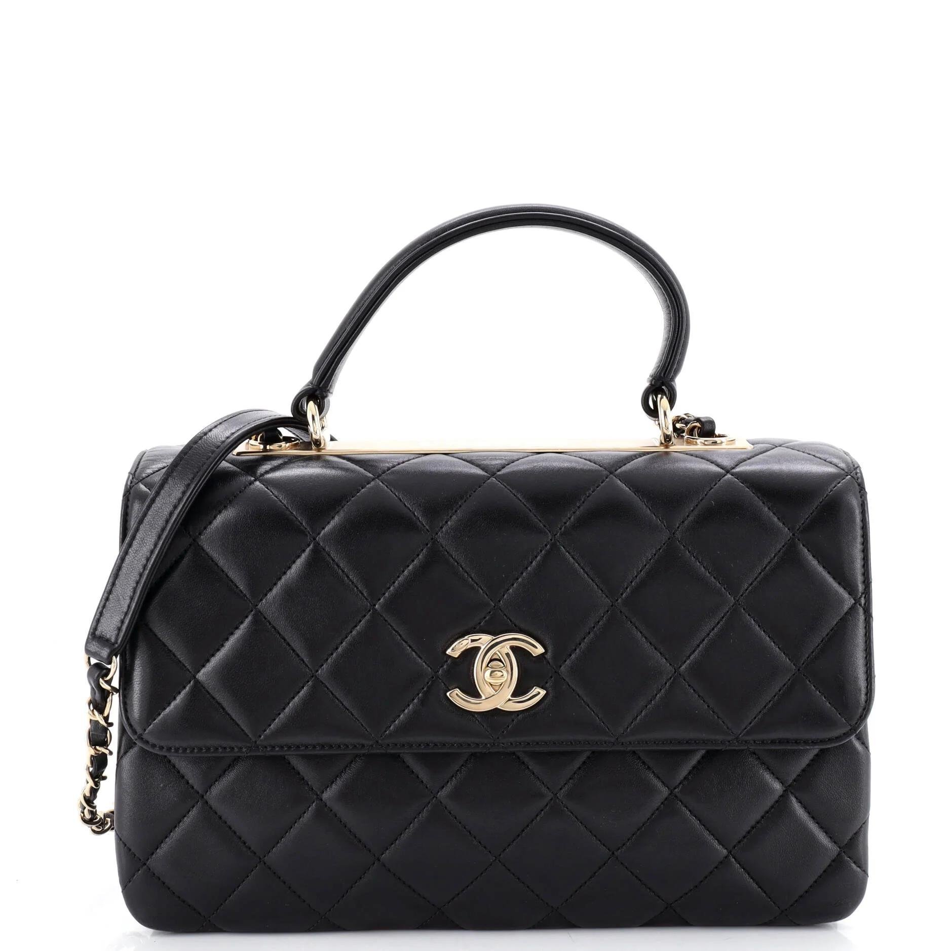 Trendy CC Top Handle leather handbag