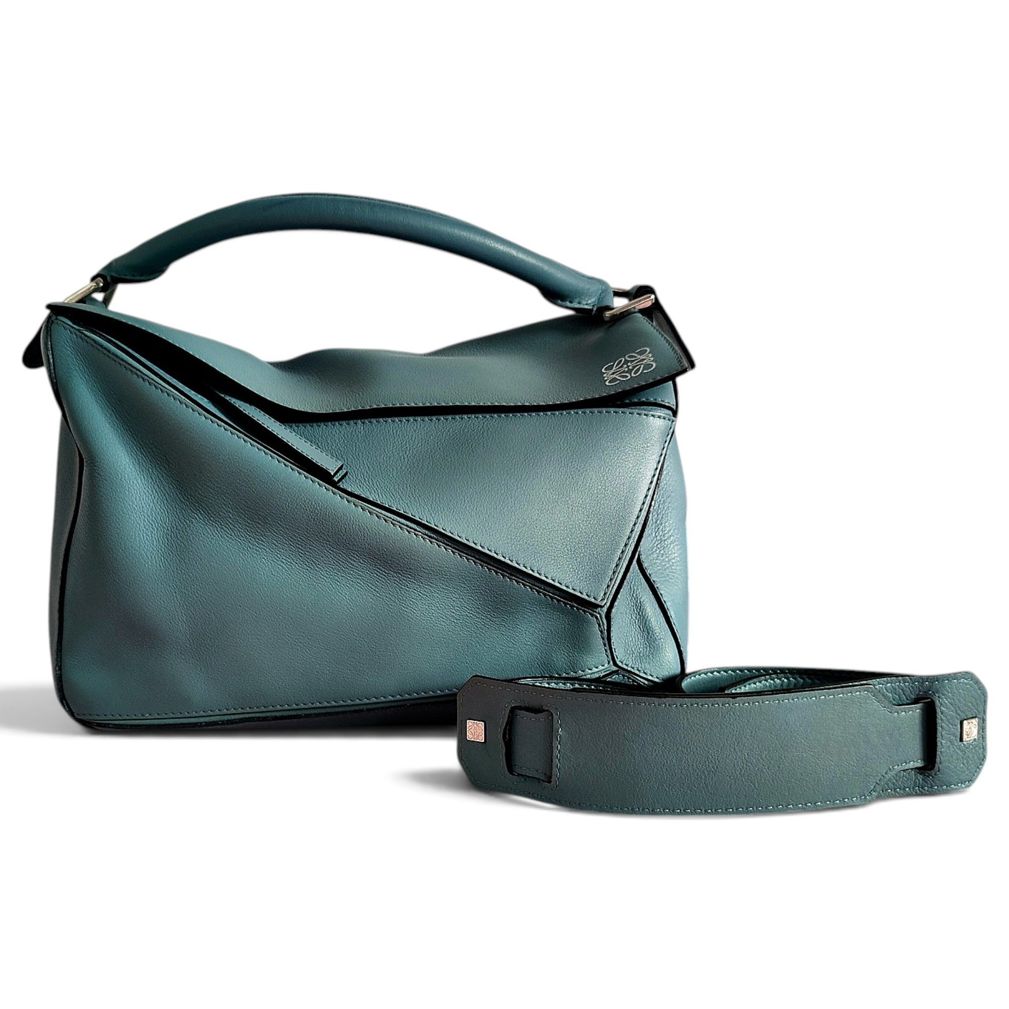 Puzzle leather handbag