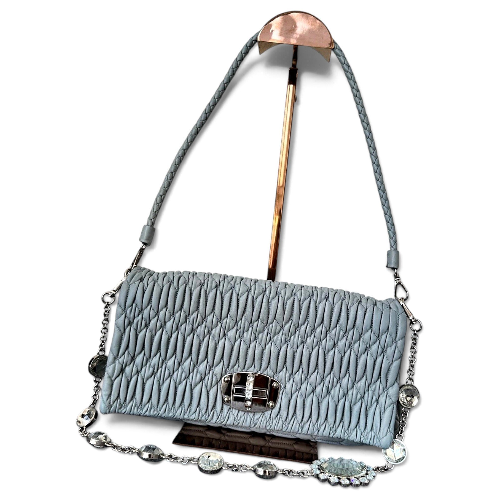 Miu Crystal leather handbag