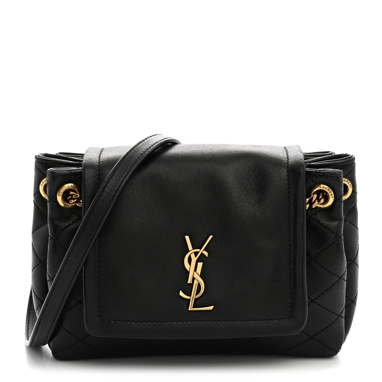 Saint Laurent Lambskin Quilted Monogram Mini Nolita Black