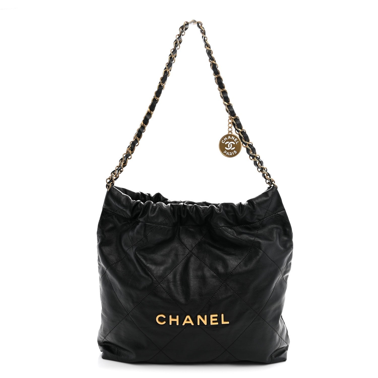 Chanel Shiny Calfskin Quilted Small Chanel 22 Black