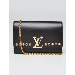 Louis Vuitton Black Studded Calfskin Leather Chain Louise Clutch Bag