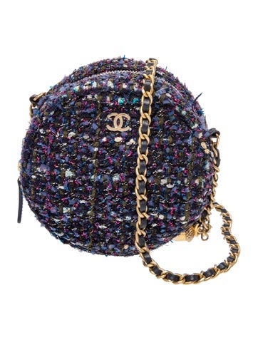 Tweed Round Clutch w/ Chain