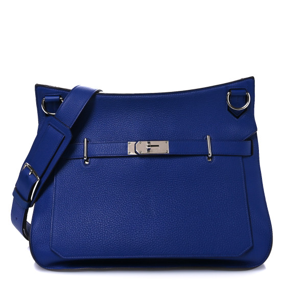 Hermes Taurillon Clemence Jypsiere 34 Bleu Electrique