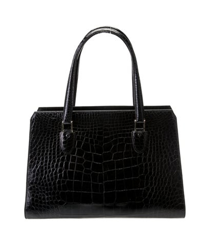 Valextra Embossed Leather Top Handle Bag