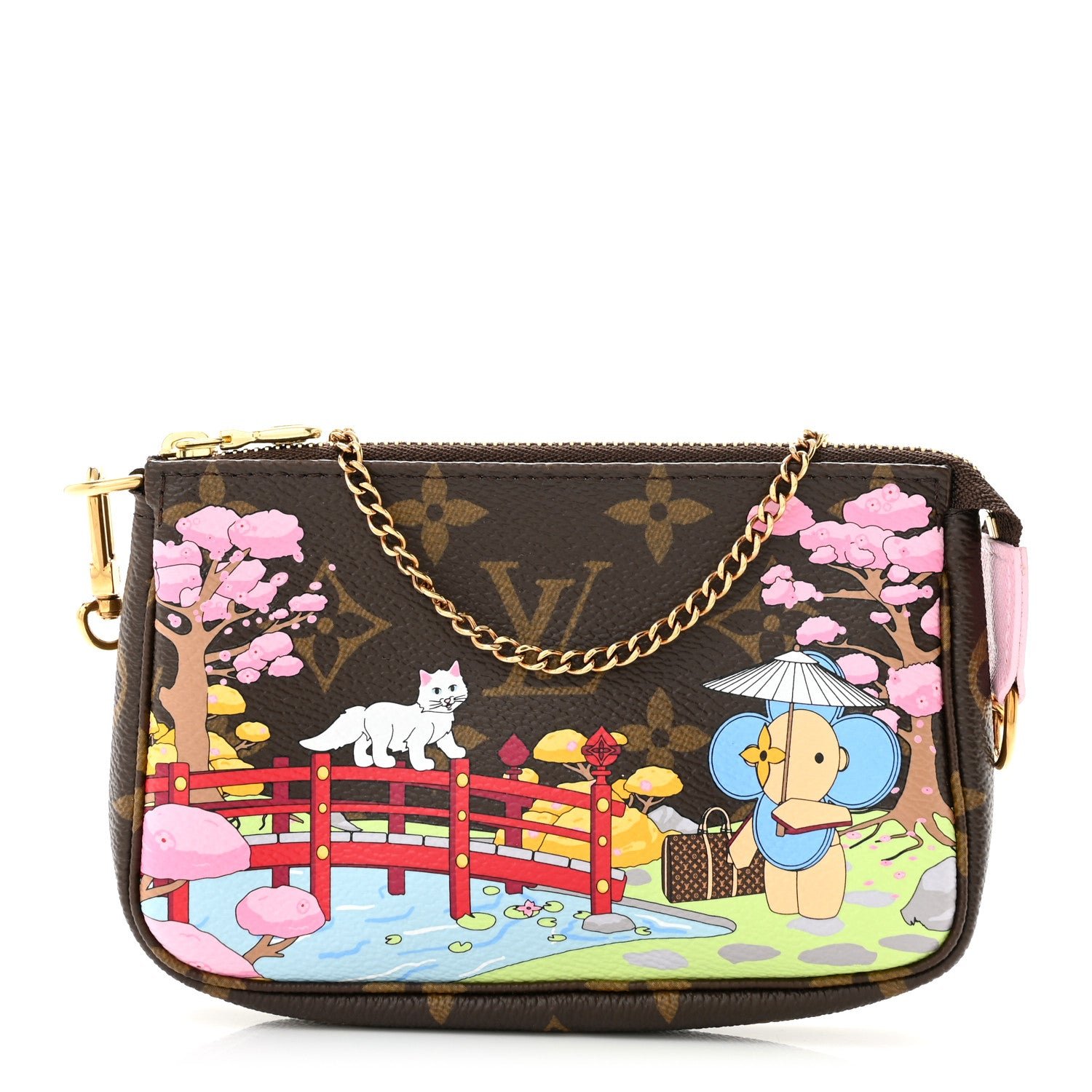 Louis Vuitton Monogram 2021 Christmas Animation Japanese Garden Mini Pochette Accessories  Wisteria Pink