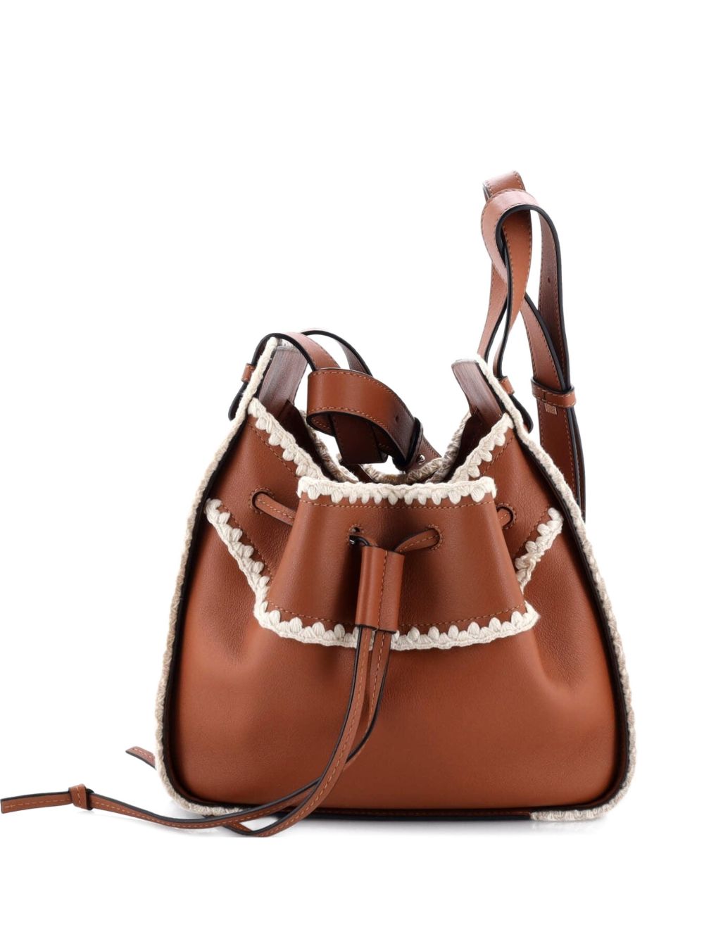 Hammock Bag Leather with Crochet Detail Small shoulder bag