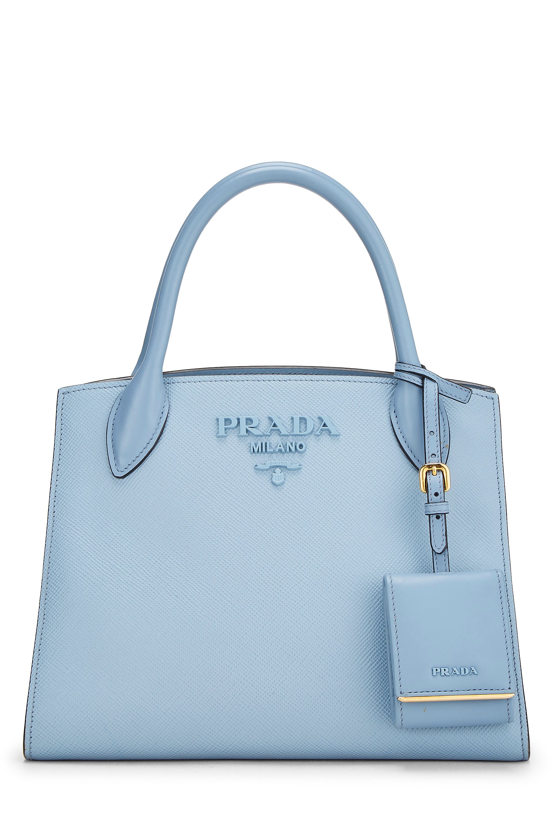 Blue Saffiano Leather Monochrome Bag Small