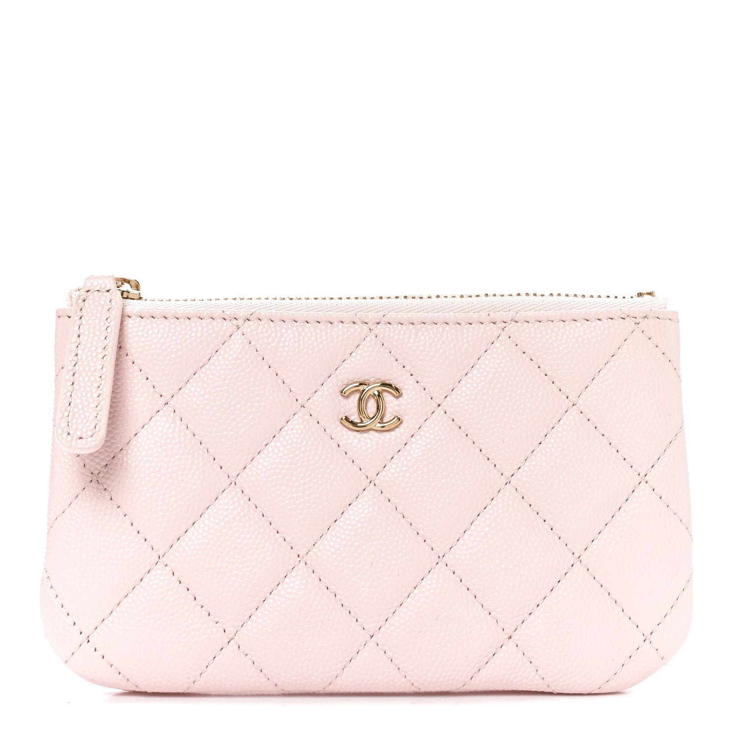 Caviar Quilted Small Cosmetic Case Light Pink
