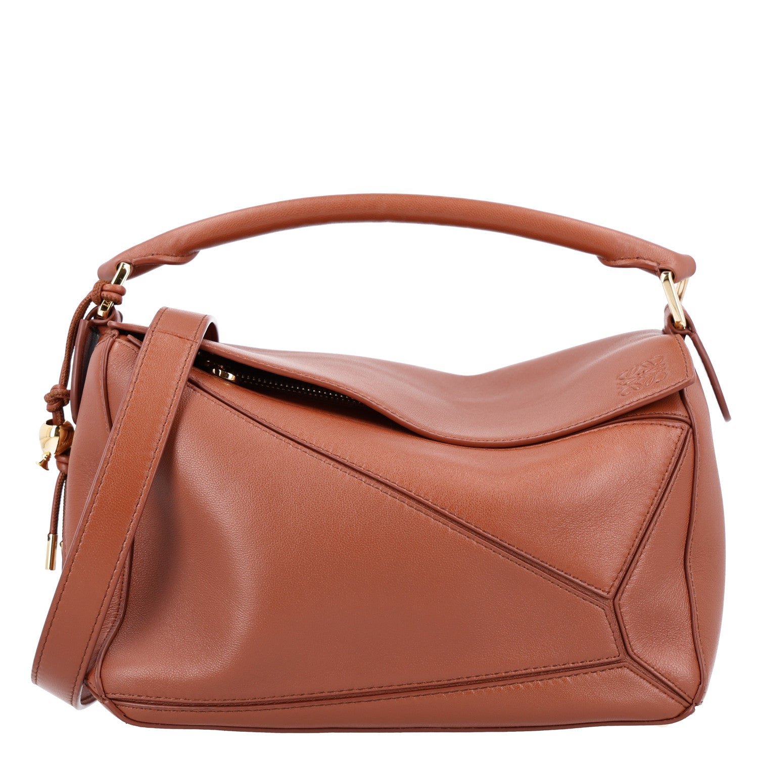 Loewe Nappa Lambskin Small Featherlight Puzzle Bag Pecan