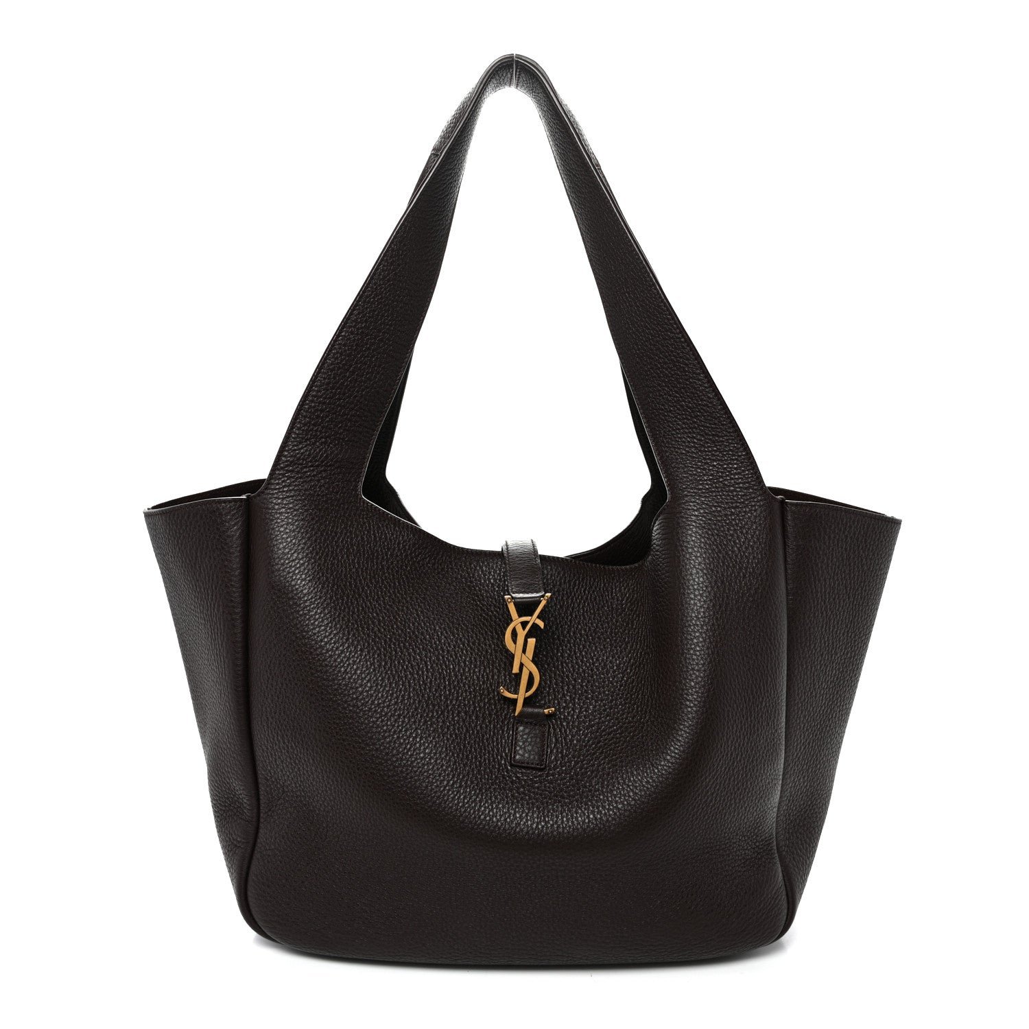 Saint Laurent Grained Deerskin Bea Tote Marron Fonce