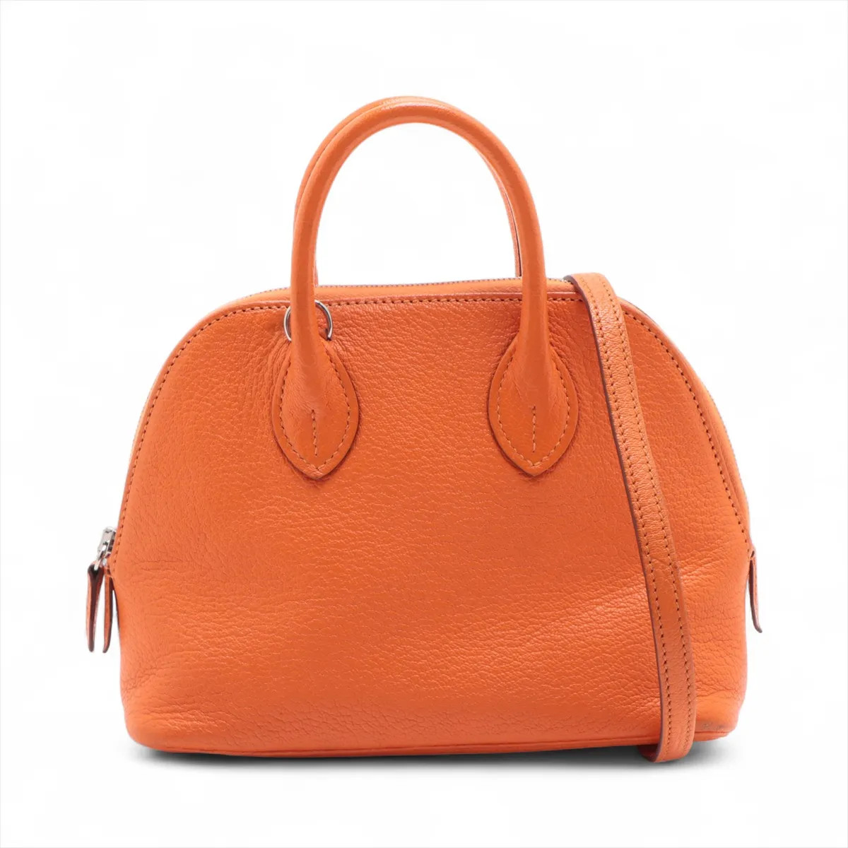 Hermès Bolide 1923 Mini 18 Chèvre Mysore orange minian Silver Metal Fittings B: