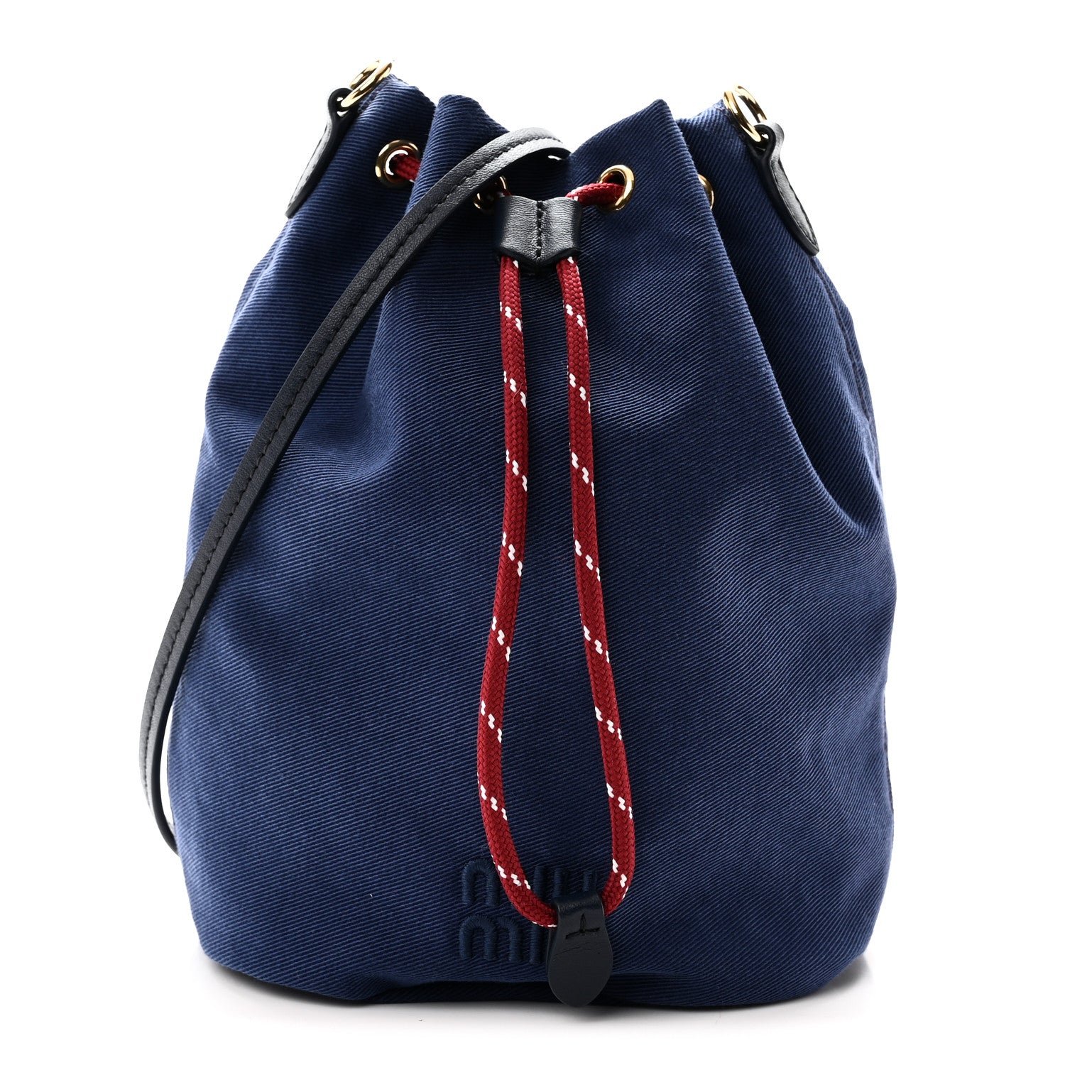 Miu Miu Canvas Gabardine Pouch Bucket Bag Indaco Amaranto
