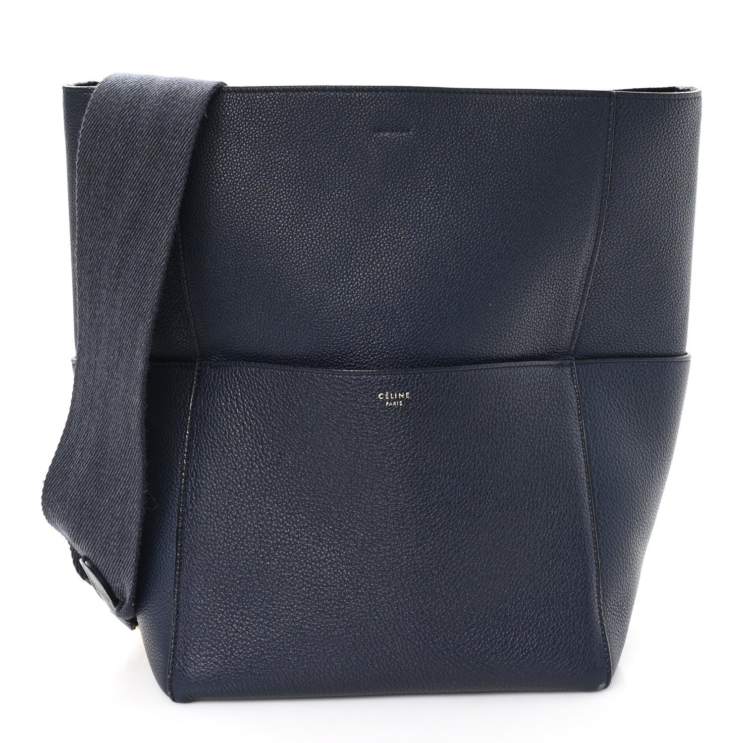 Celine Soft Grained Calfskin Sangle Bucket Bag Navy Blue