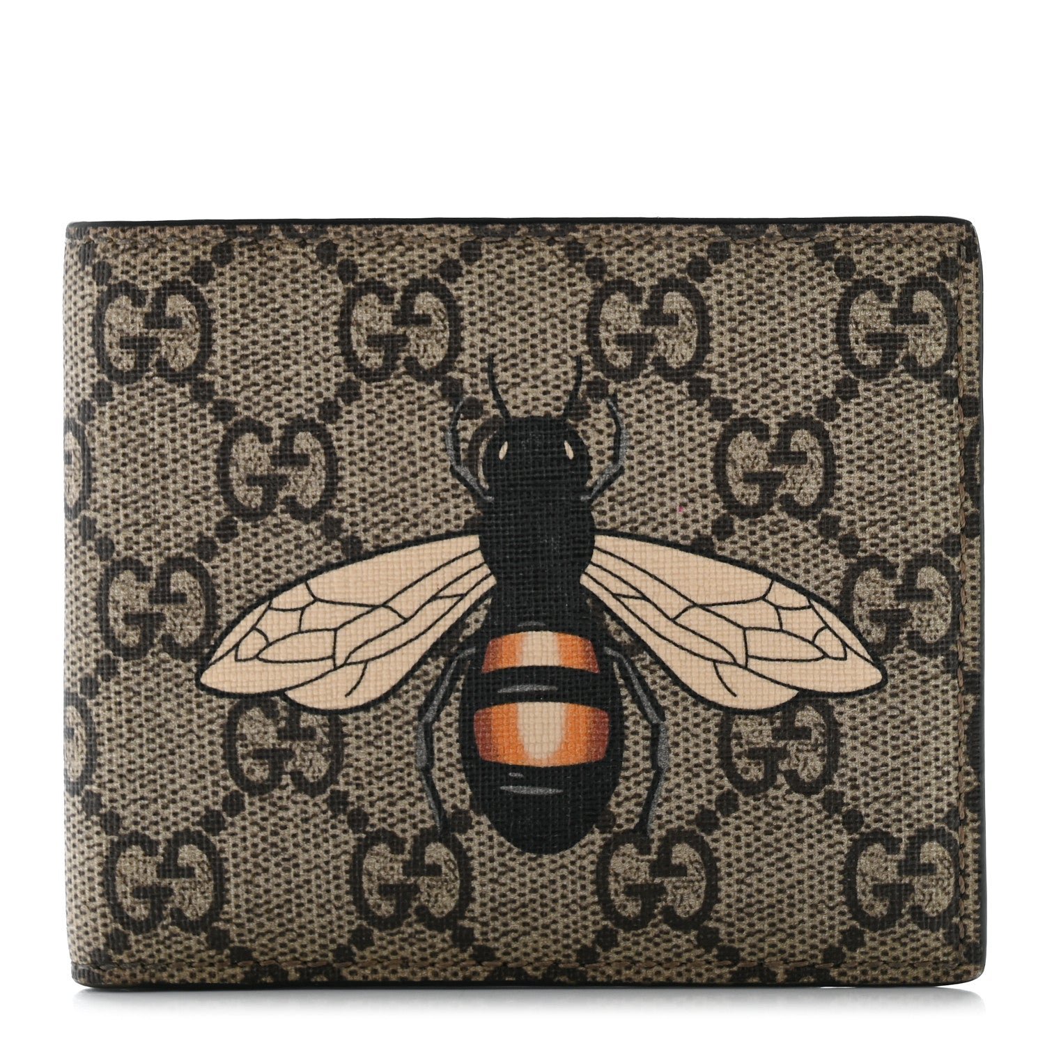 Gucci GG Supreme Monogram Bee Bi-Fold Wallet Beige