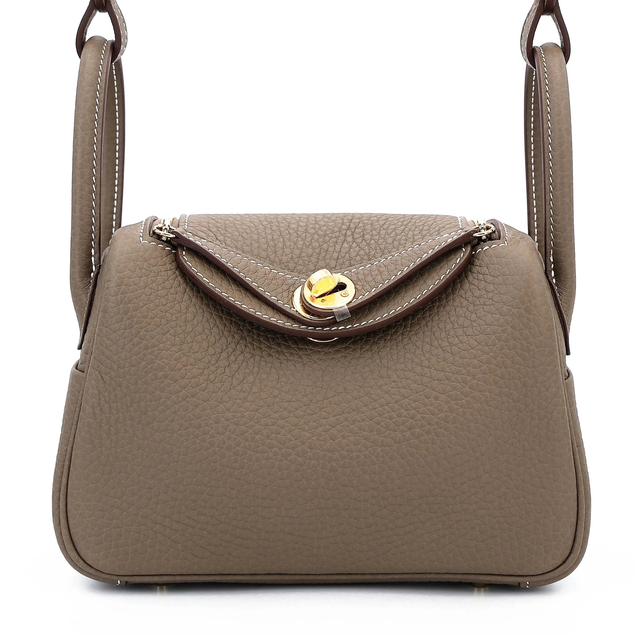 Brand New ( Rank N ) HERMÈS Mini Lindy II Etoupe (18) Clemence Gold hardware G (2026)