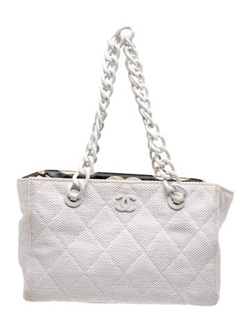 Quilted CC Raffia Tote