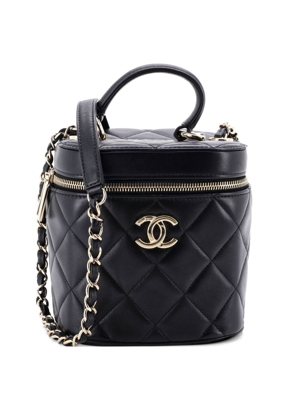 Trendy CC Top Handle Vanity Case Quilted Lambskin Small shoulder bag
