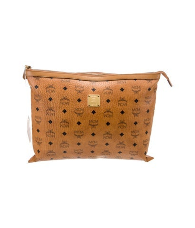 MCM Logo Monogram Coated Canvas Clutch