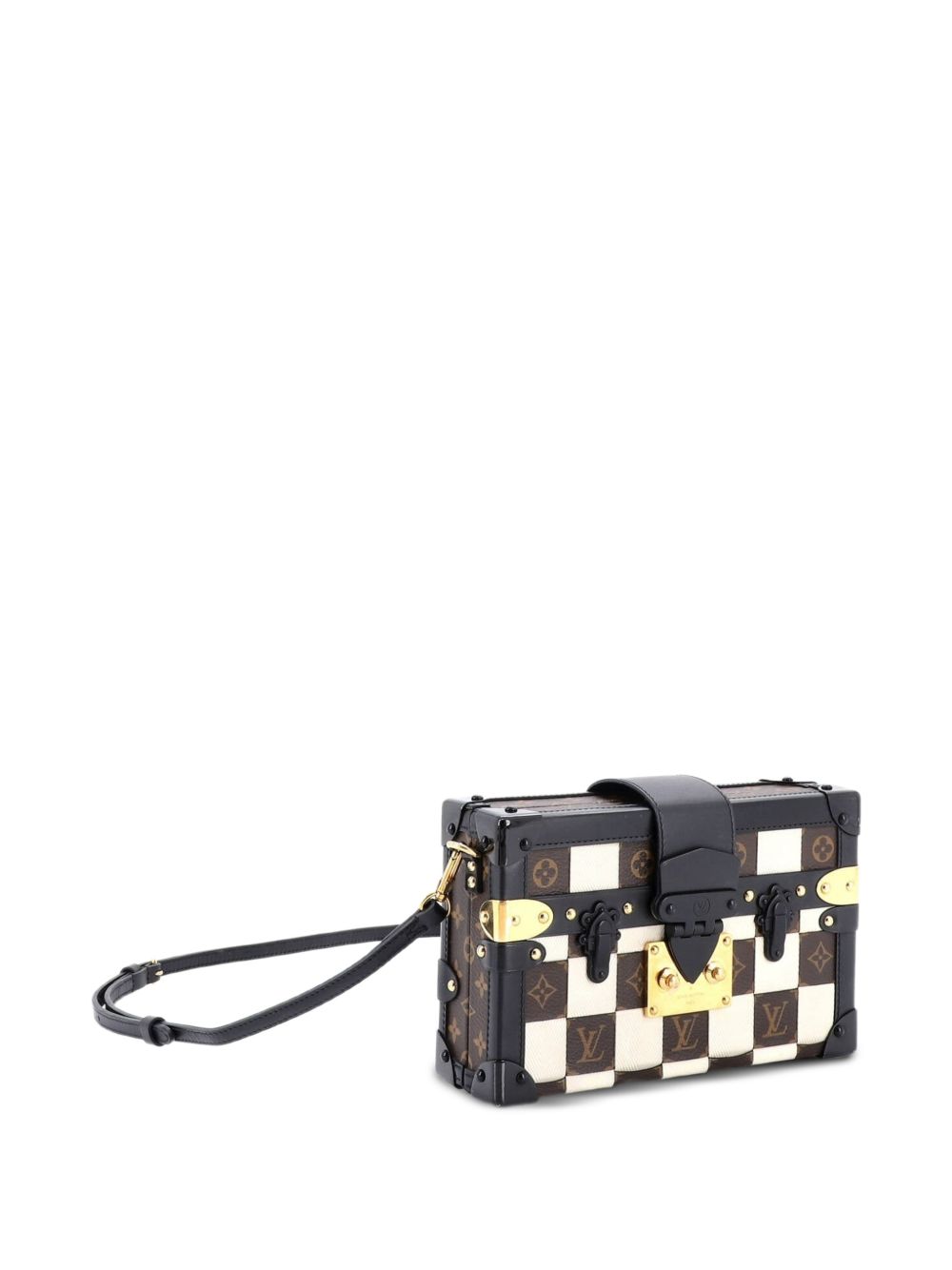 Louis Vuitton Petite Malle Handbag Damier Tressage Monogram Canvas and Leather clutch bag