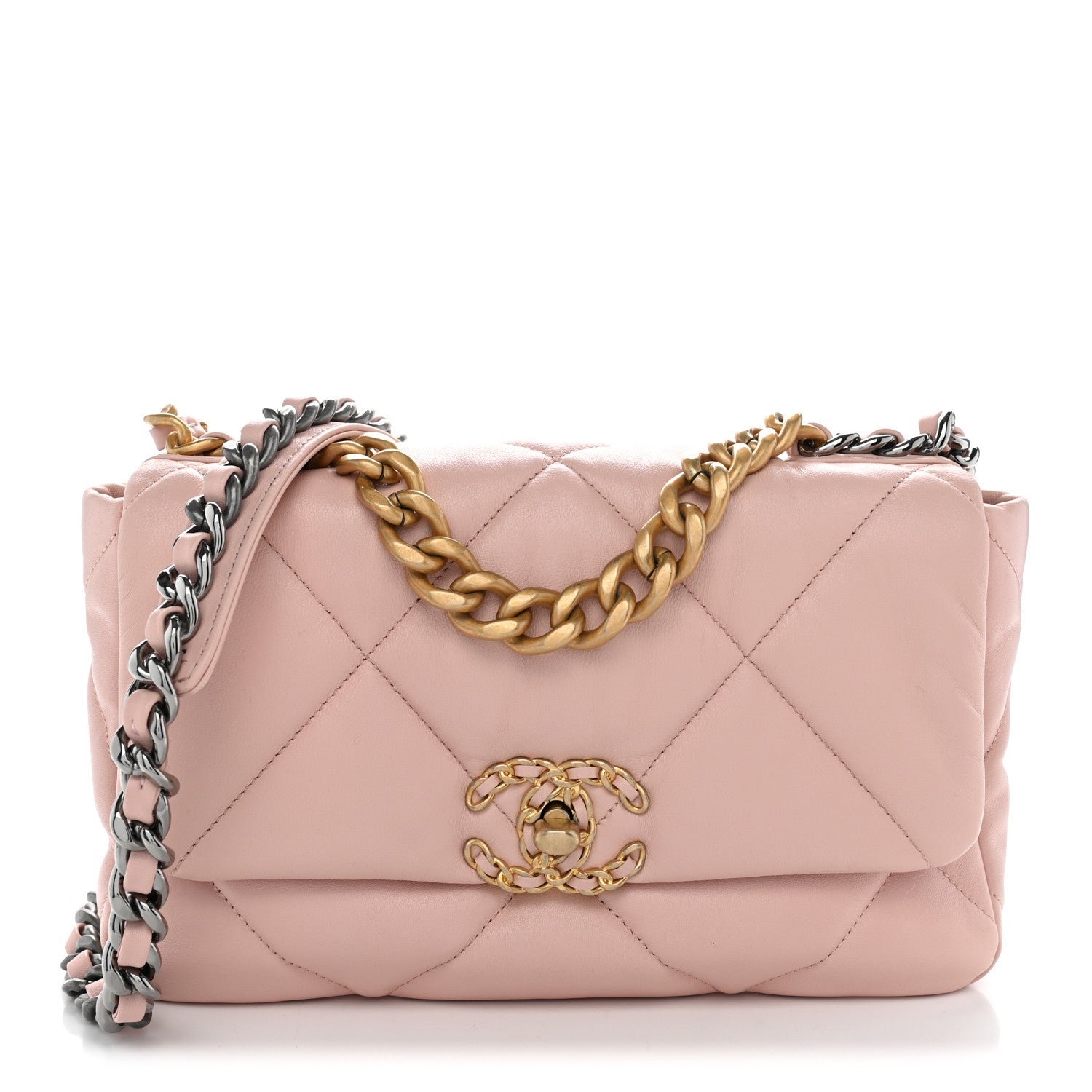 Chanel Lambskin Quilted Medium Chanel 19 Flap Light Pink
