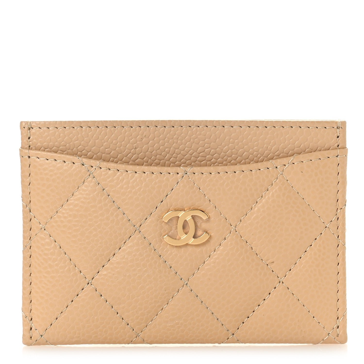 Chanel Caviar Quilted Card Holder Beige