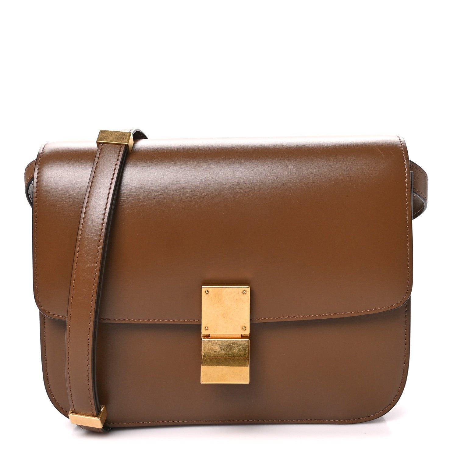 Celine Box Calfskin Medium Classic Box Flap Bag Camel