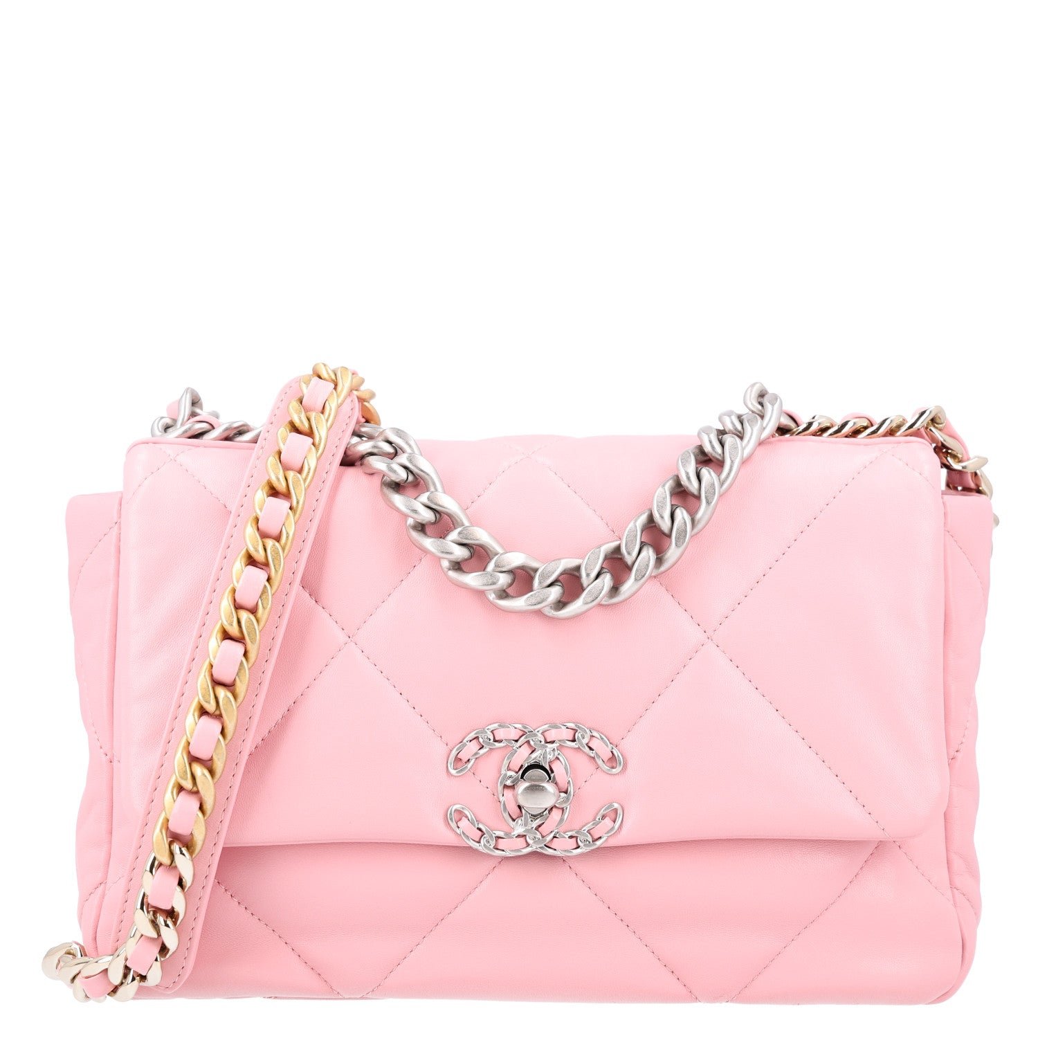 Chanel Lambskin Quilted Medium Chanel 19 Flap Light Pink