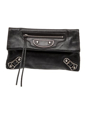 Leather Motocross Metallic Edge Envelope Clutch