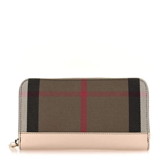 Burberry House Check Large Ziggy Zip Around Wallet Pale Cameo