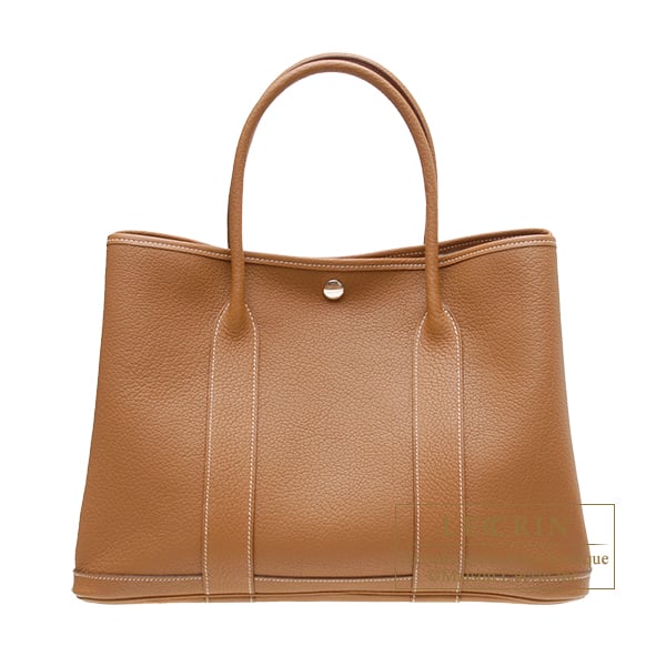 Hermes Garden Party bag 36/PM Gold Negonda leather Silver hardware
