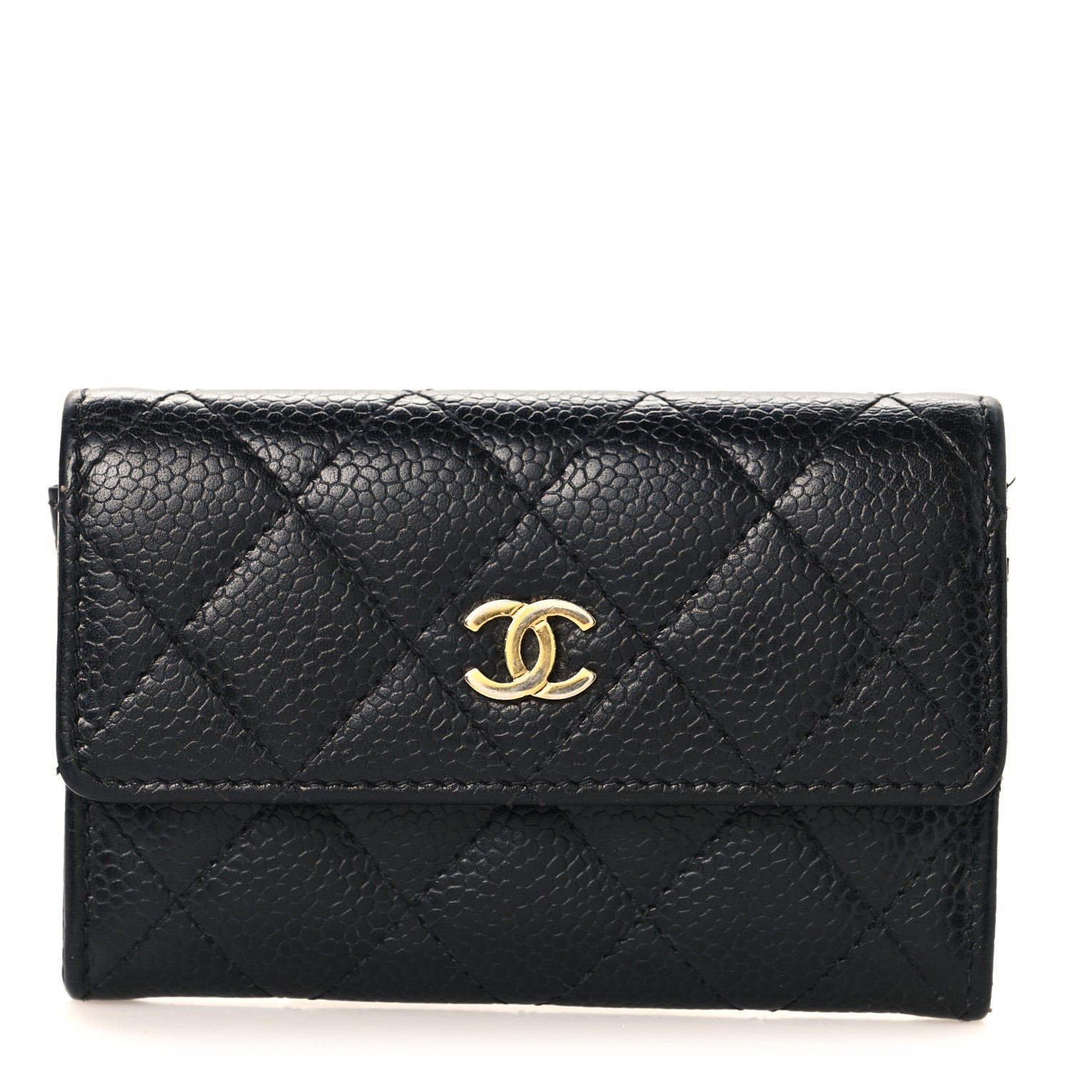 Chanel Caviar Quilted Flap Card Holder Black