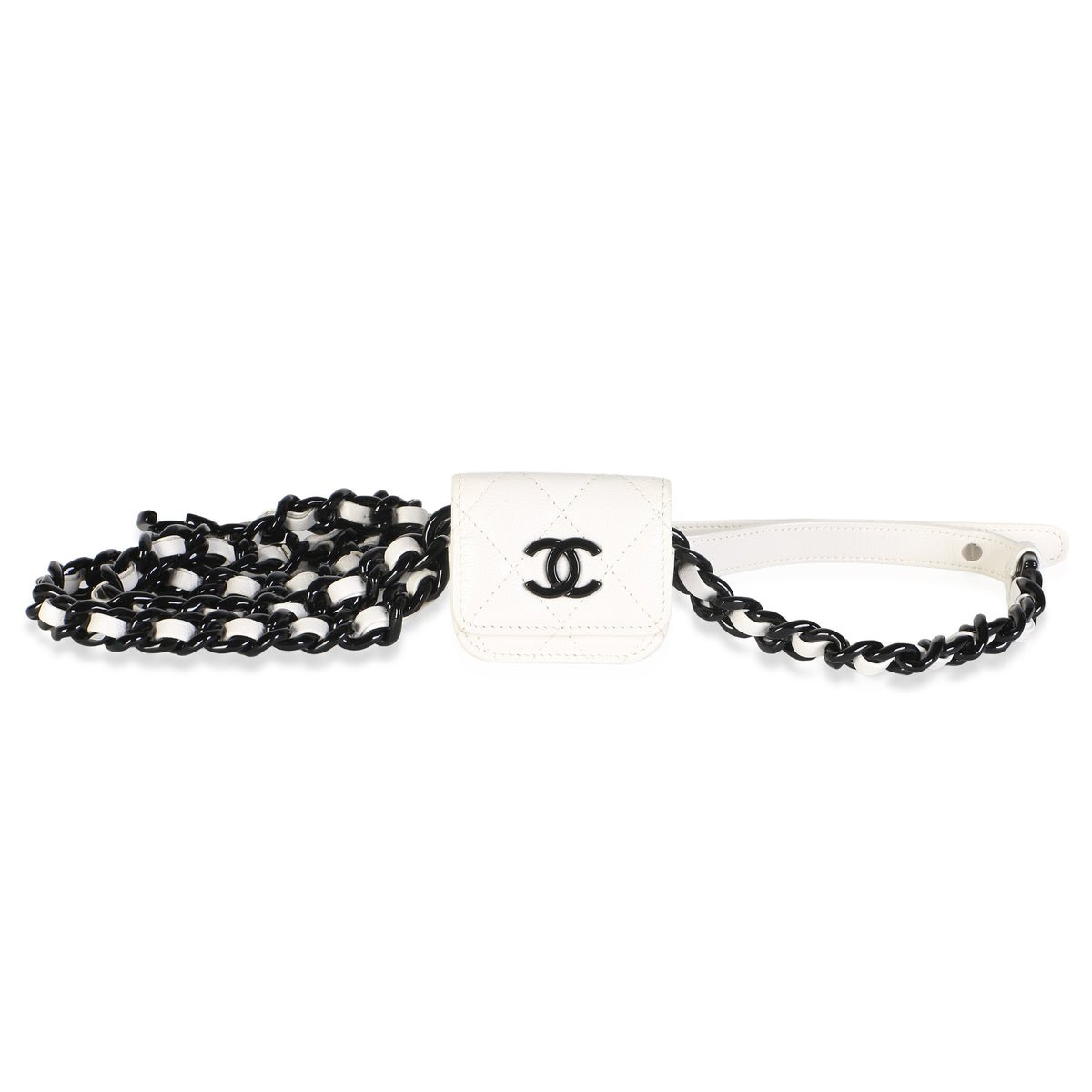 White Quilted Caviar My Everything Airpods Pro Holder Belt Bag