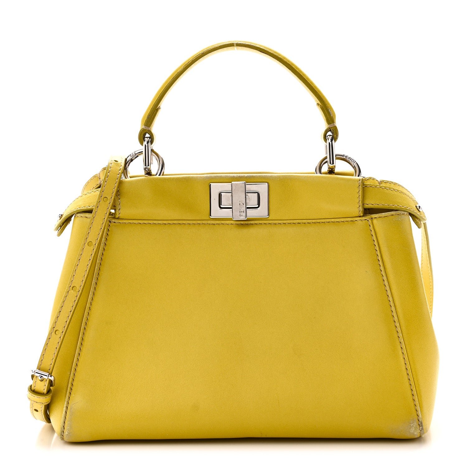 Fendi Nappa Mini Peekaboo Iconic Satchel Lime