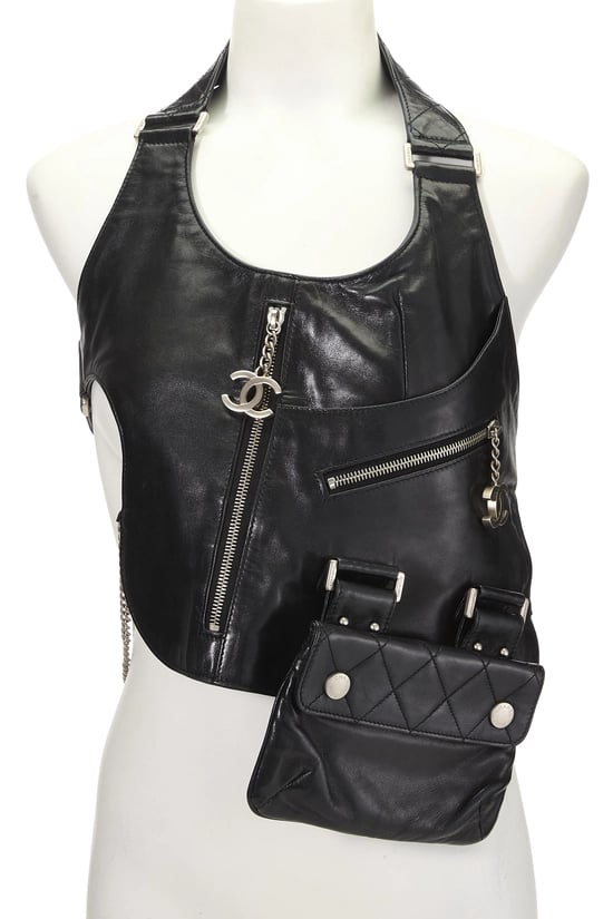 Black Lambskin Vest Bag