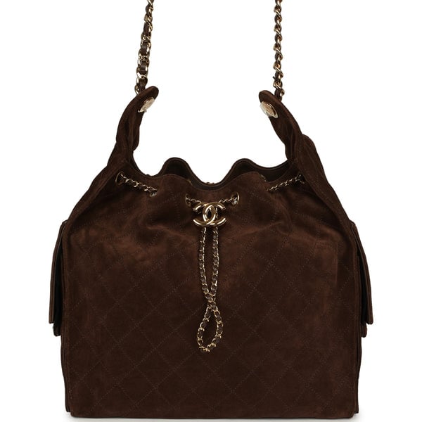 Chanel Chanel Medium 25 Hobo Bag Dark Brown Suede Gold Hardware