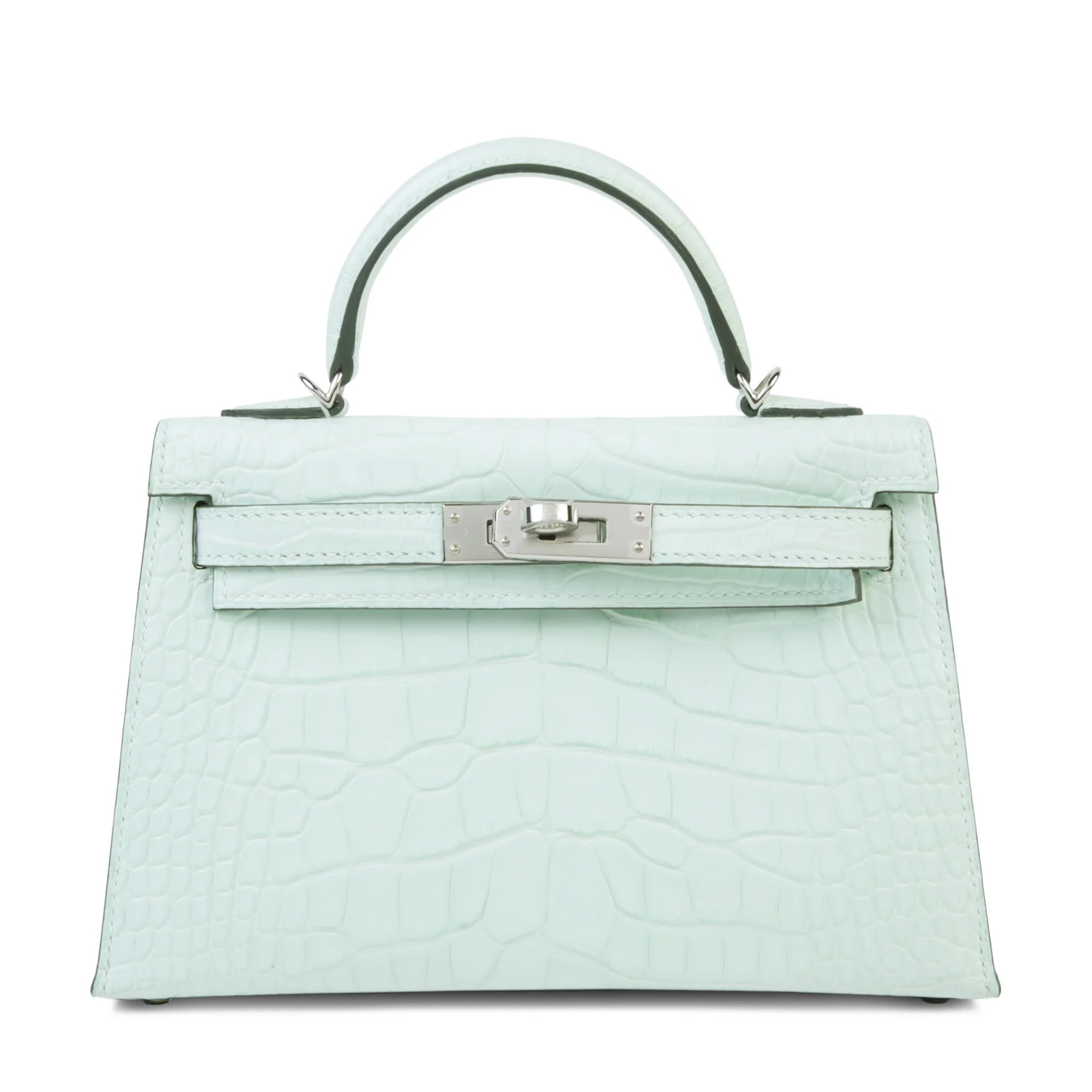 Brand New ( Rank N ) HERMÈS Mini Kelly II Vert Peppermint (N3) Matte Alligator Palladium hardware K (2025)