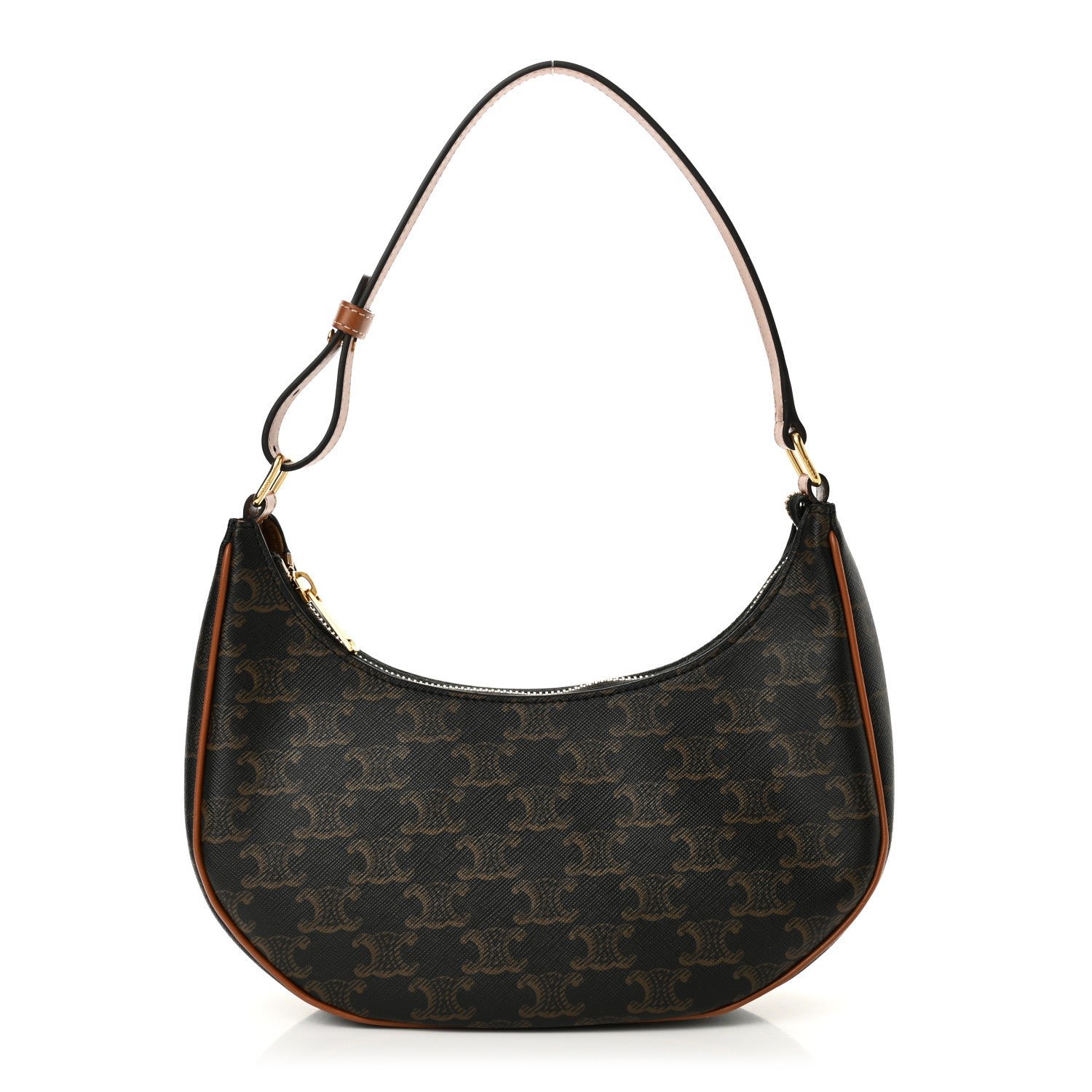 Celine Triomphe Canvas Calfskin Ava Shoulder Bag Tan