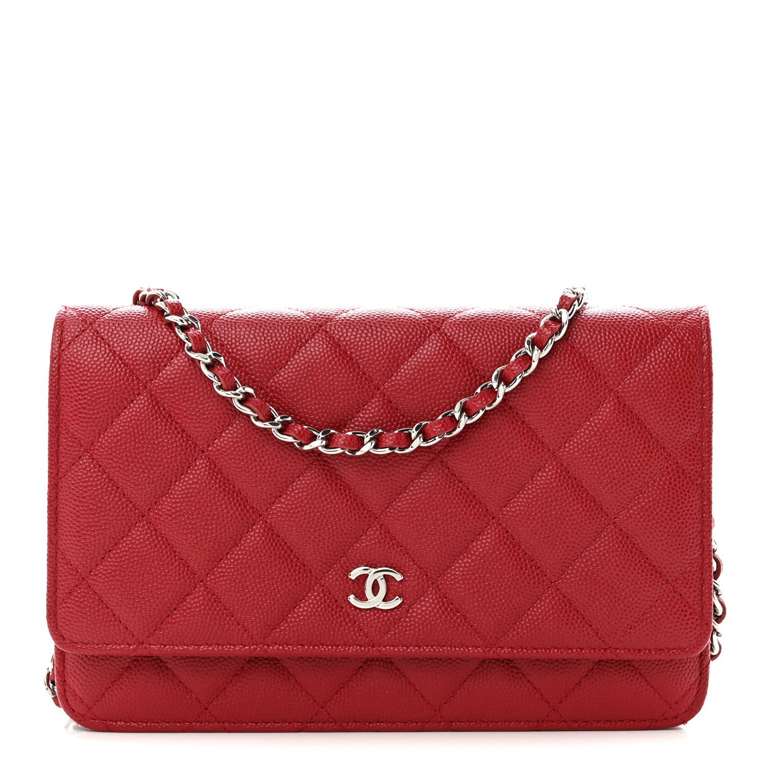 Chanel Caviar Quilted Wallet on Chain WOC Red