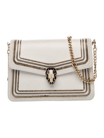 Bvlgari Leather Serpenti Forever Chain Trim Crossbody Bag