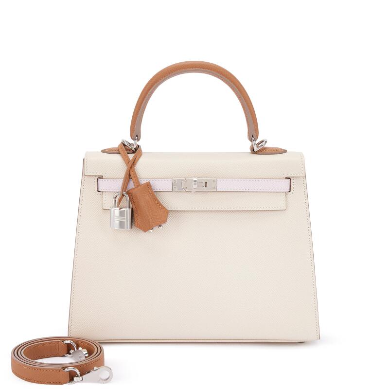 Limited Edition Craie, Mauve Pale and Gold Epsom Tri-Color Kelly 25 Sellier Palladium Hardware, 2023